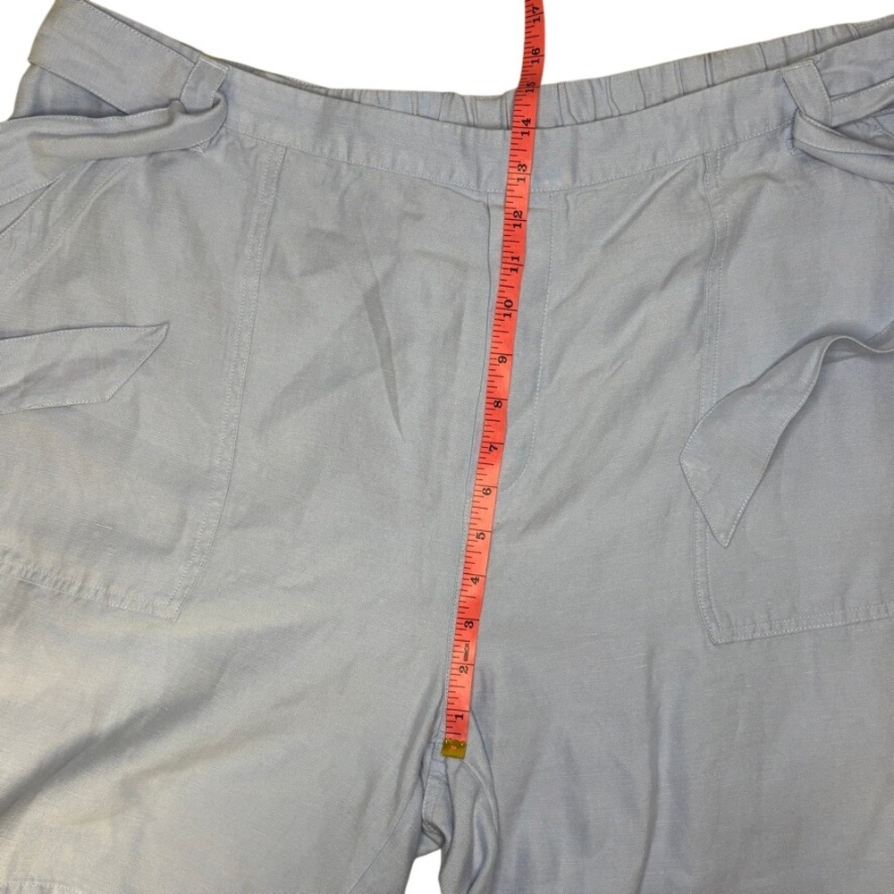Soft Surroundings Baby Blue Linen Blend Belted Pull On Shorts Plus Sz 2X - Picture 3 of 7